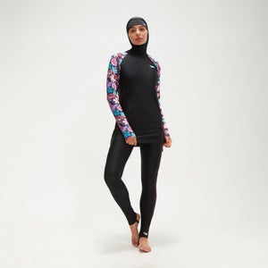 Bedrucktes dezentes 3-teiliges Set für Damen Schwarz/Koralle - 36