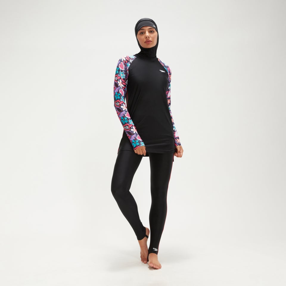 Bedrucktes dezentes 3-teiliges Set für Damen Schwarz/Koralle