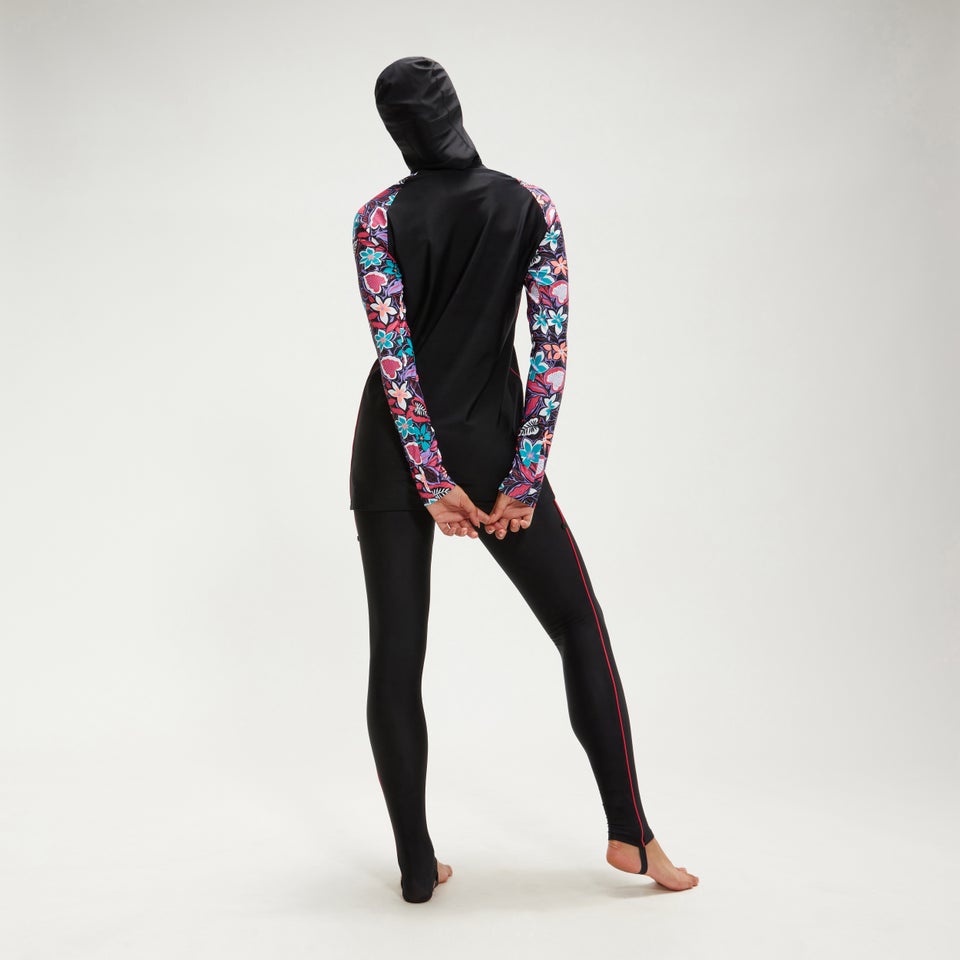 Bedrucktes dezentes 3-teiliges Set für Damen Schwarz/Koralle