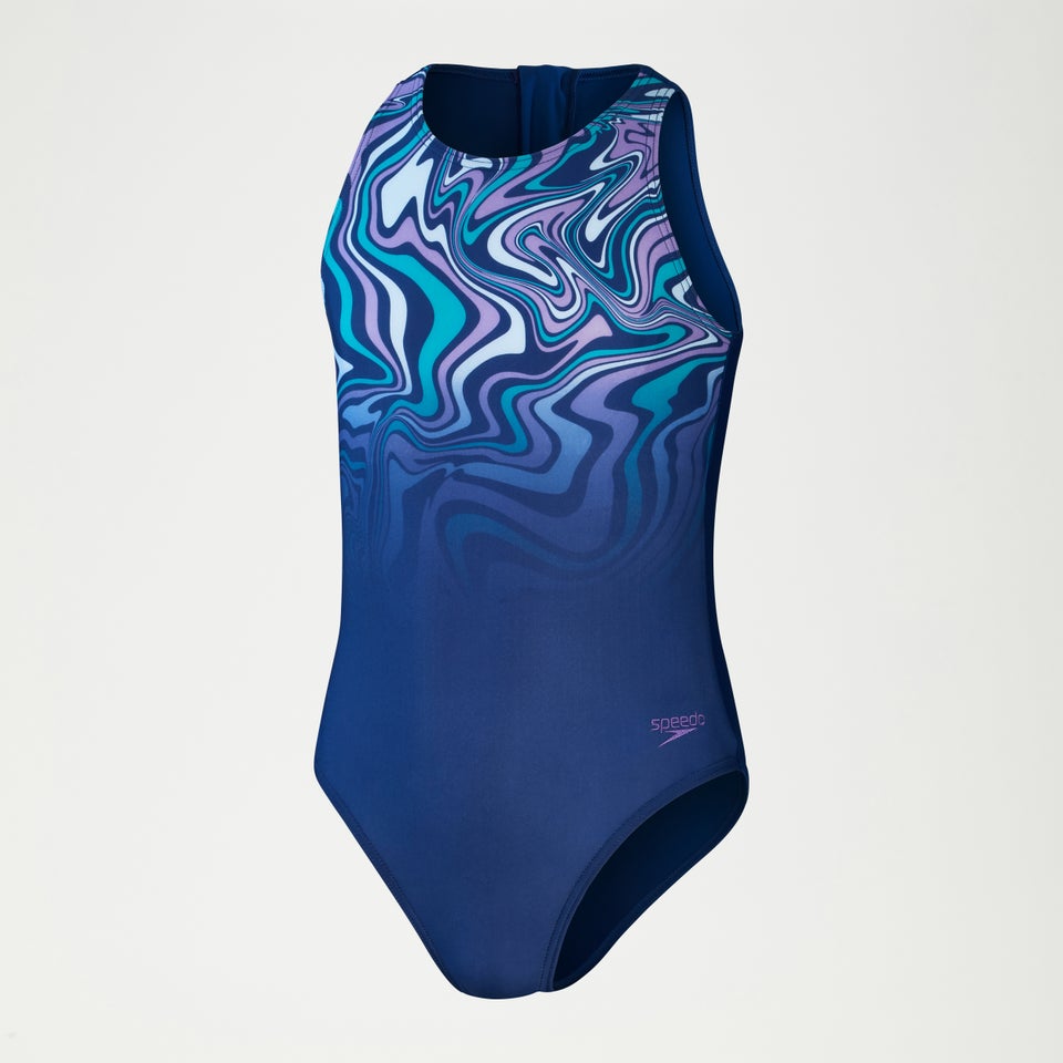 Bedruckter Hydrasuit für Mädchen Blau/Flieder