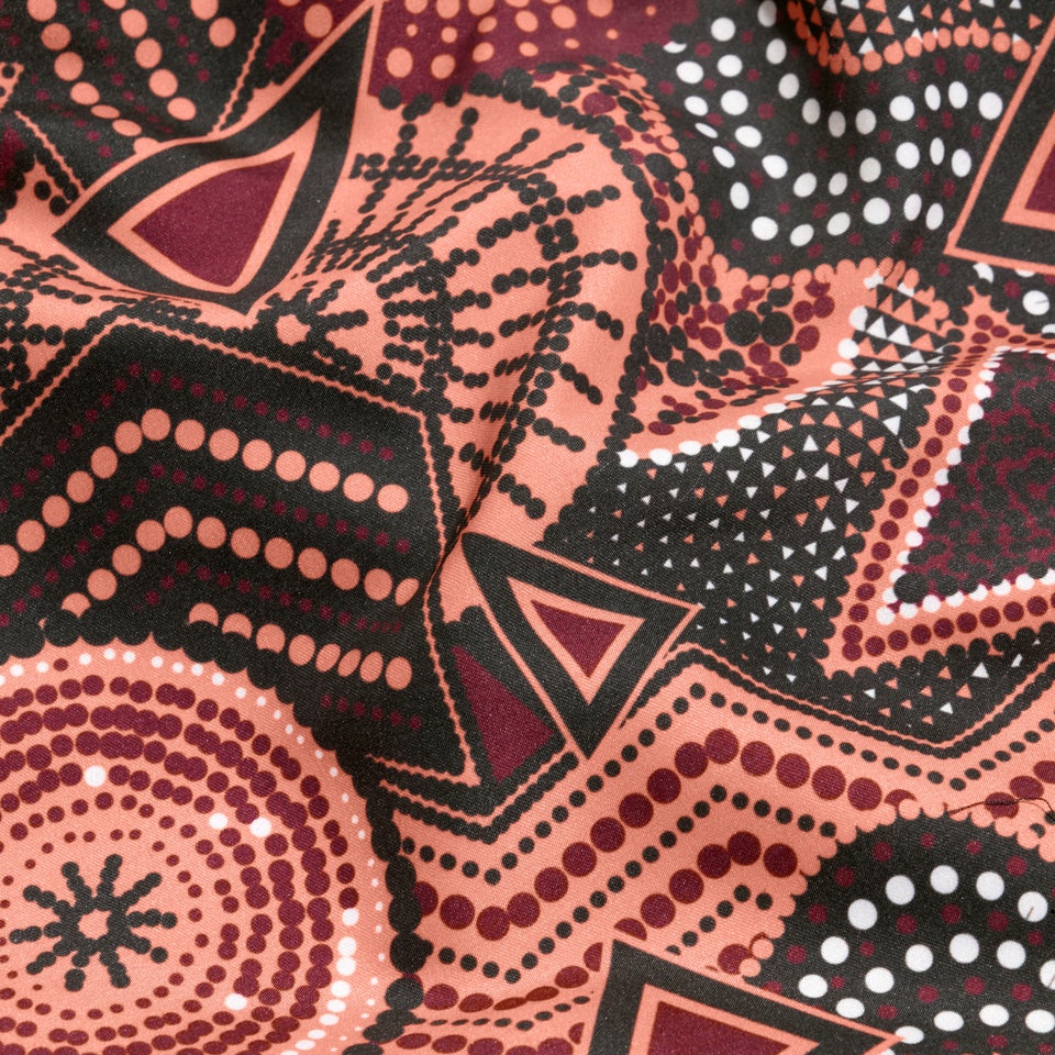 Men's Digital Printed Leisure 18" Swim Shorts Oxblood/Coral