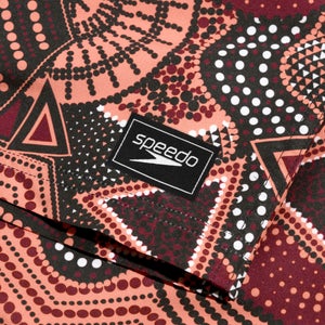 Men's Digital Printed Leisure 18" Swim Shorts Oxblood/Coral