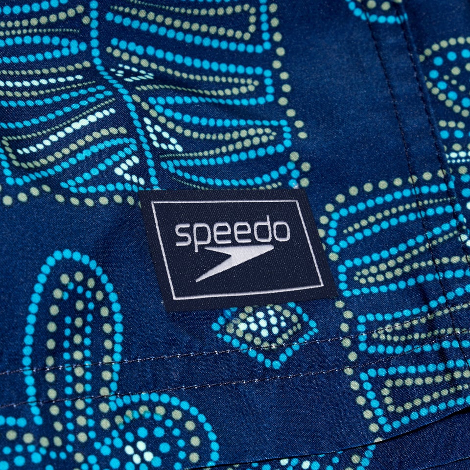 Men's Printed Leisure 16" Swim Shorts Blue/Aqua