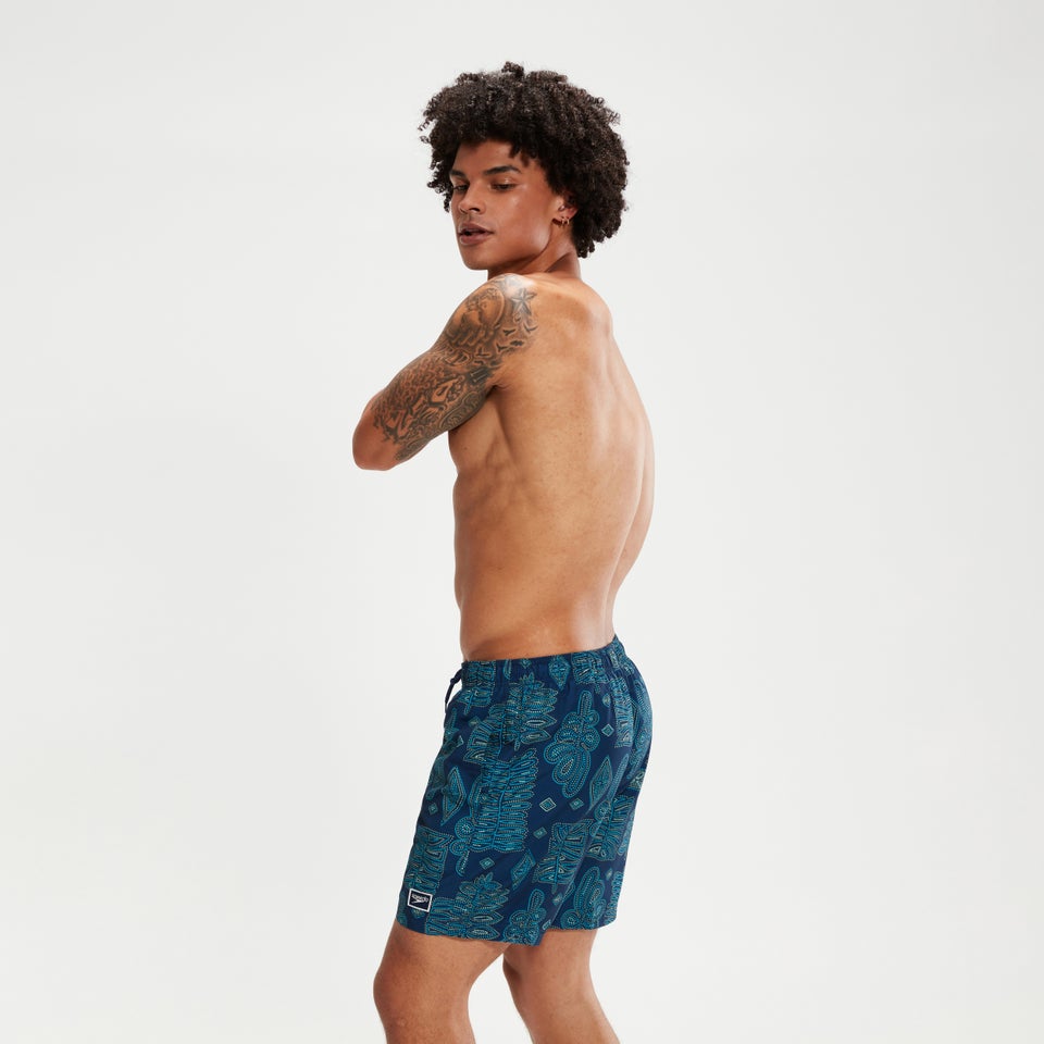 Men's Printed Leisure 16" Swim Shorts Blue/Aqua