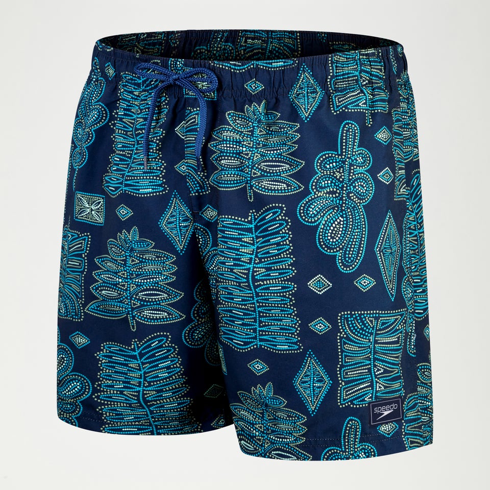 Men's Printed Leisure 16" Swim Shorts Blue/Aqua