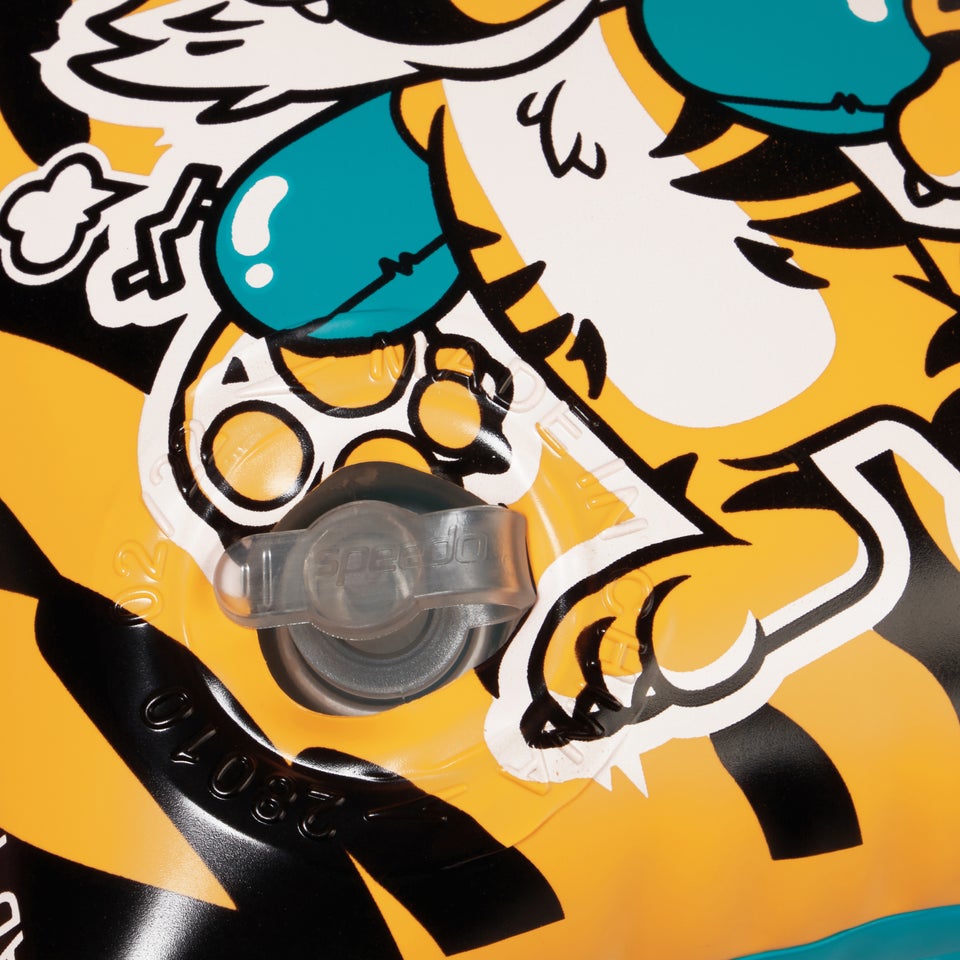 Schwimmlern-Schwimmflügel mit Aanadi, dem bengalischen Tigerbaby, für Kleinkinder Orange/Schwarz