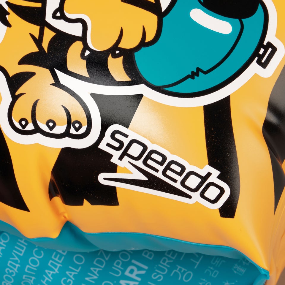 Schwimmlern-Schwimmflügel mit Aanadi, dem bengalischen Tigerbaby, für Kleinkinder Orange/Schwarz