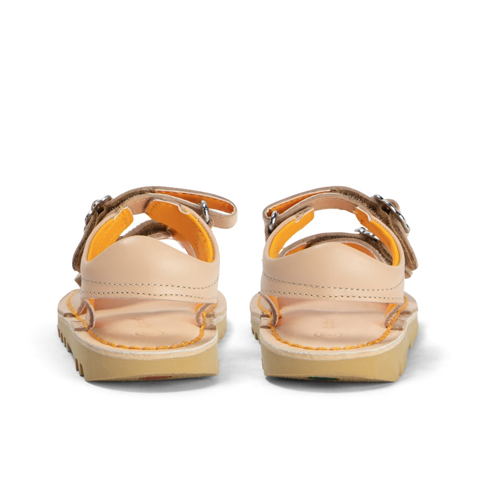 Infant Girls Kick Sandal Flower Leather Beige