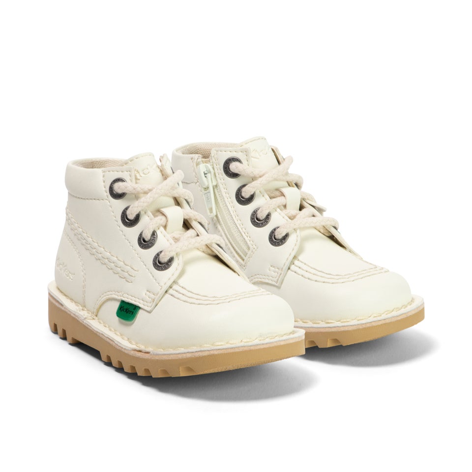 Infant Unisex Kick Hi Zip Leather Alternative White