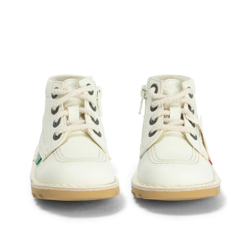 Infant Unisex Kick Hi Zip Leather Alternative White