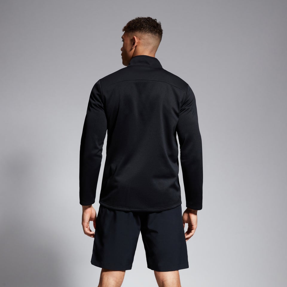 Mens 1/4 Zip Fleece Black/White