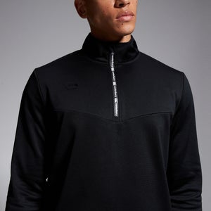 Mens 1/4 Zip Fleece Black/White