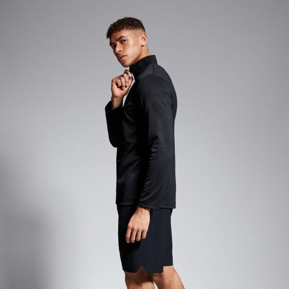 Mens 1/4 Zip Fleece Black/White