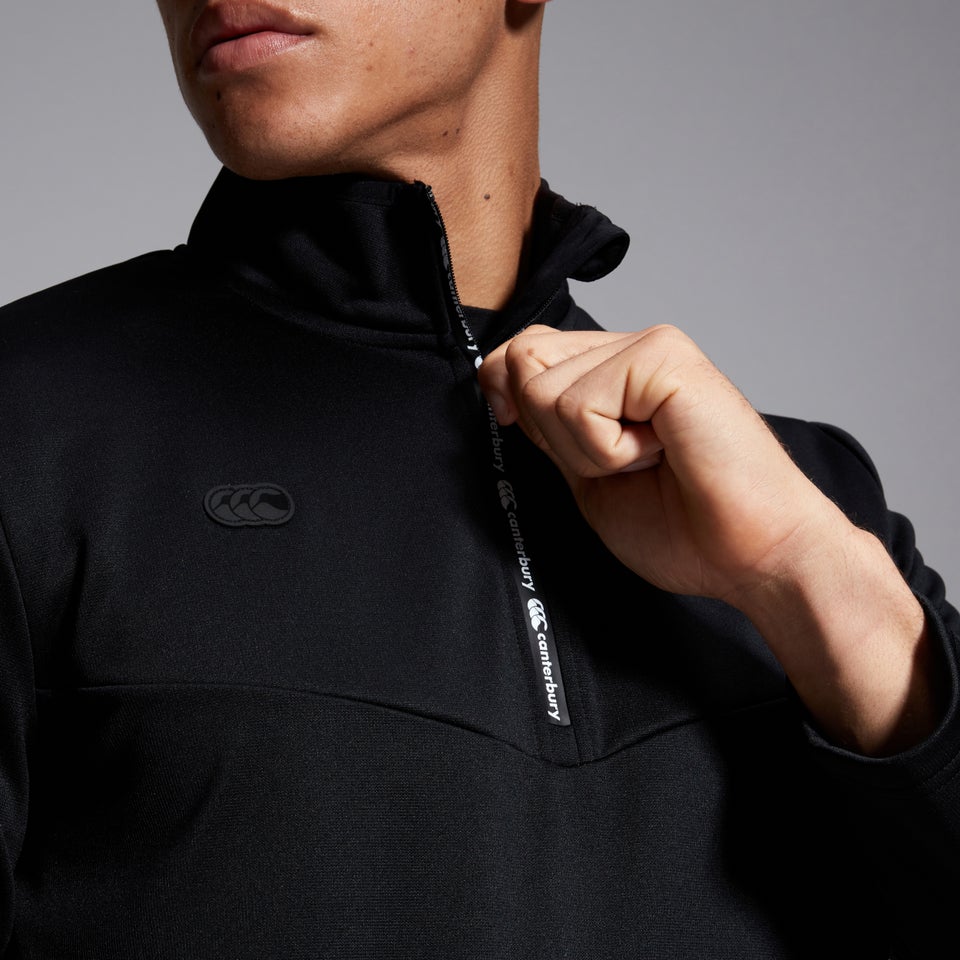 Mens 1/4 Zip Fleece Black/White