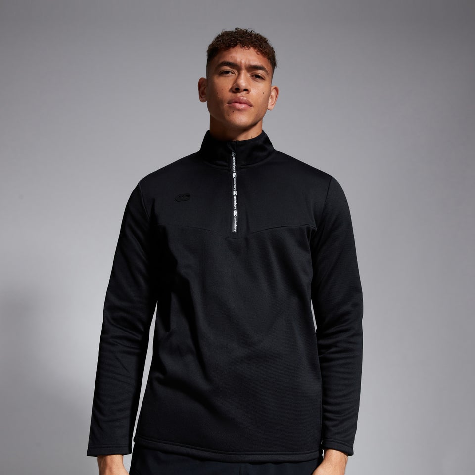 Mens 1/4 Zip Fleece Black/White
