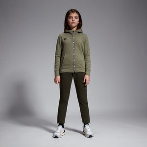 Junior Unisex Full Zip Printed Hoody Green