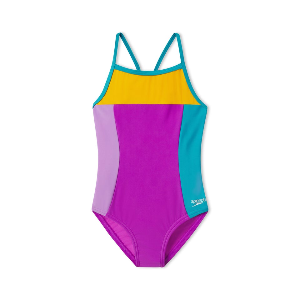 Girl's Colorblock Propel Back One Piece Purple
