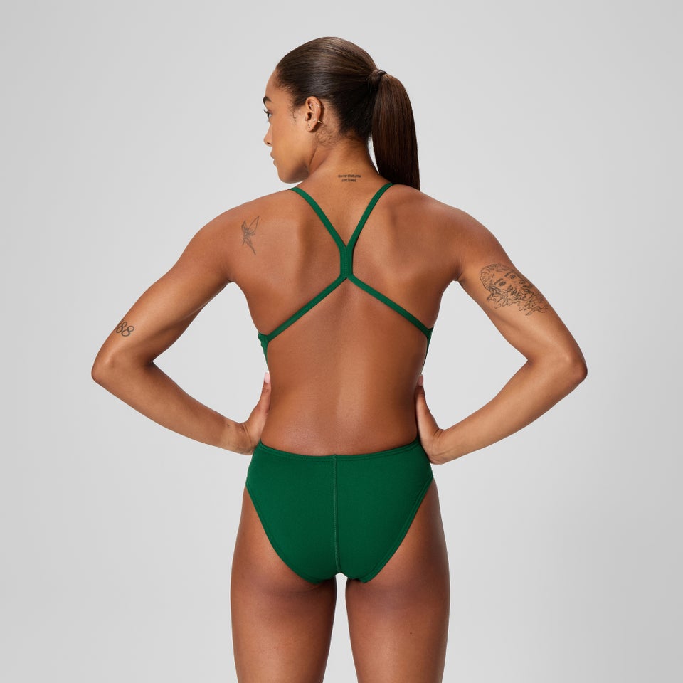 Women's Solid One Back One Piece Green