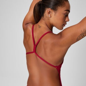 Women's Solid One Back One Piece Red