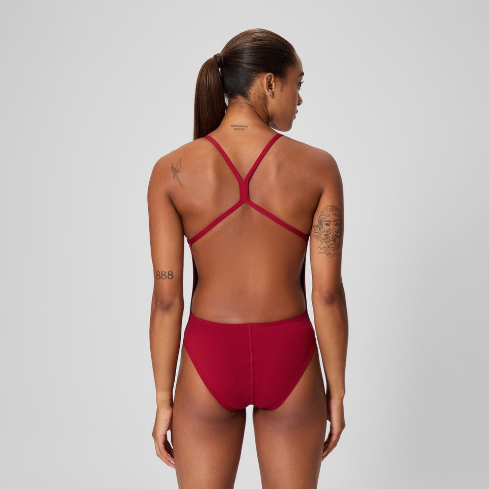 Women's Solid One Back One Piece Red