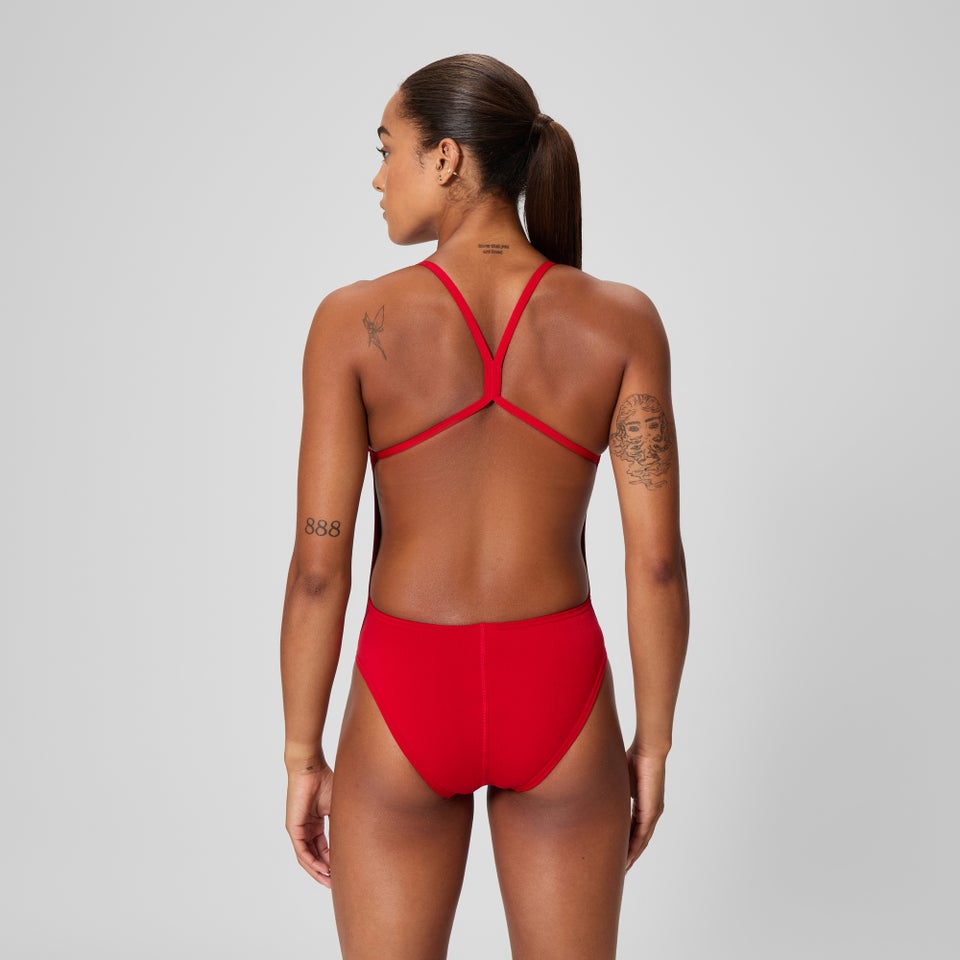 Women's Solid One Back One Piece Red