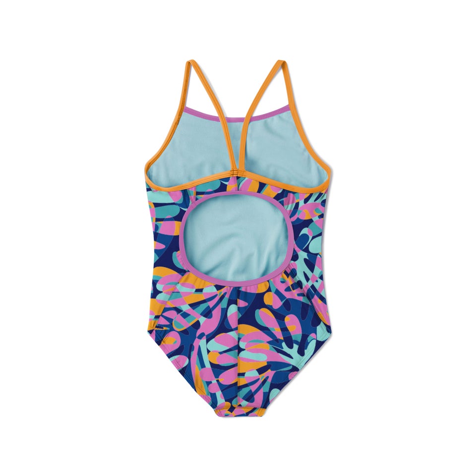 Girl's Print Propel Back One Piece Blue