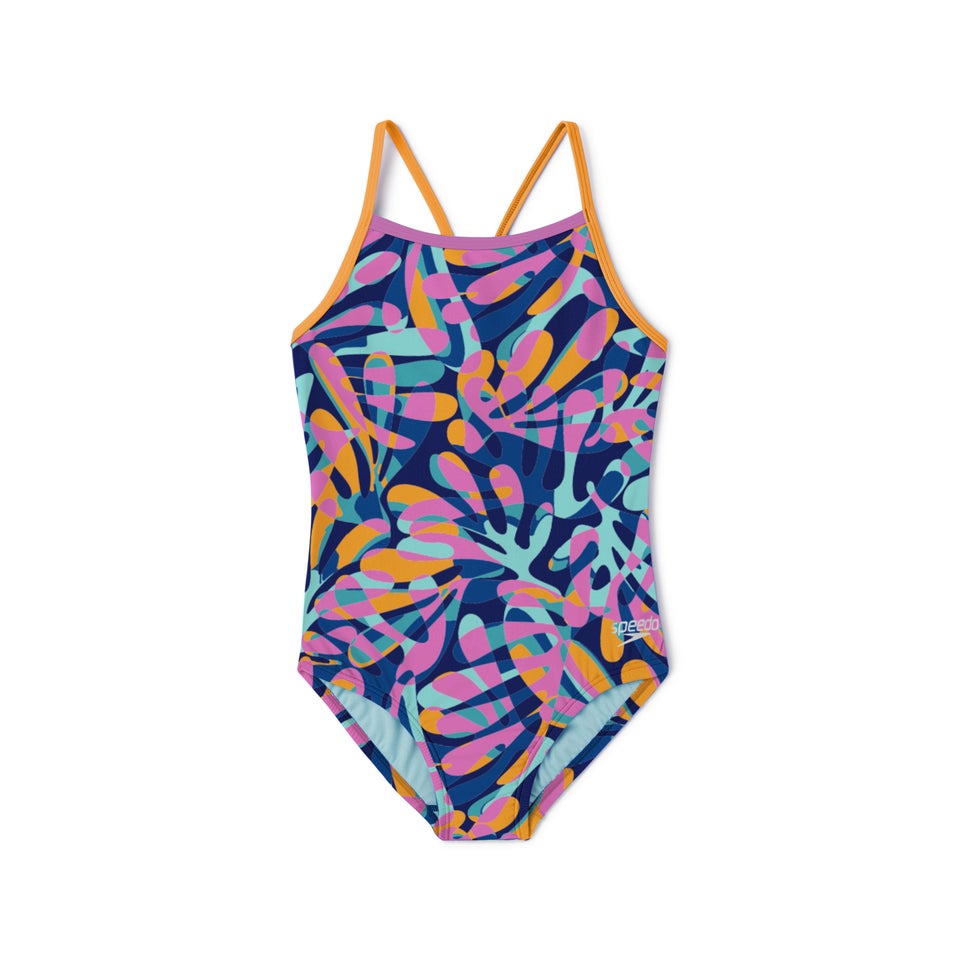 Girl's Print Propel Back One Piece Blue