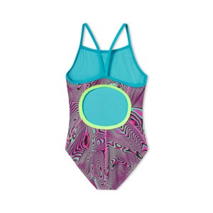 Girls Print Propel Back One Piece Pink