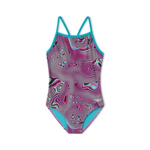 Girls Print Propel Back One Piece Pink