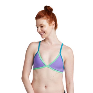 Women's Solid Cross Back Triangle Bikini Top Purple