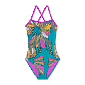 Girls Printed Double Crossback One Piece Blue