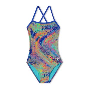 Girl's Printed Double X Back One Piece Multi-color - 28