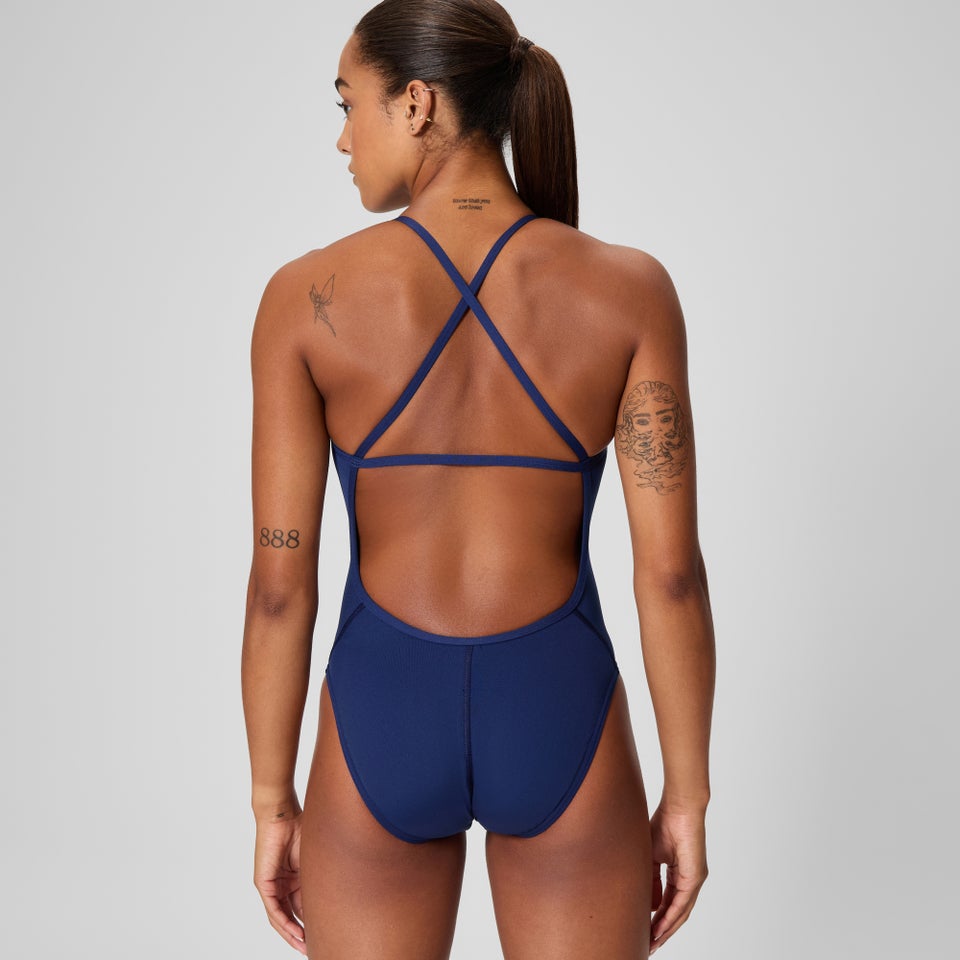 Women's Solid One Back One Piece Navy