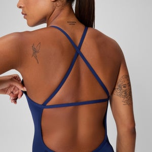 Women's Solid One Back One Piece Navy