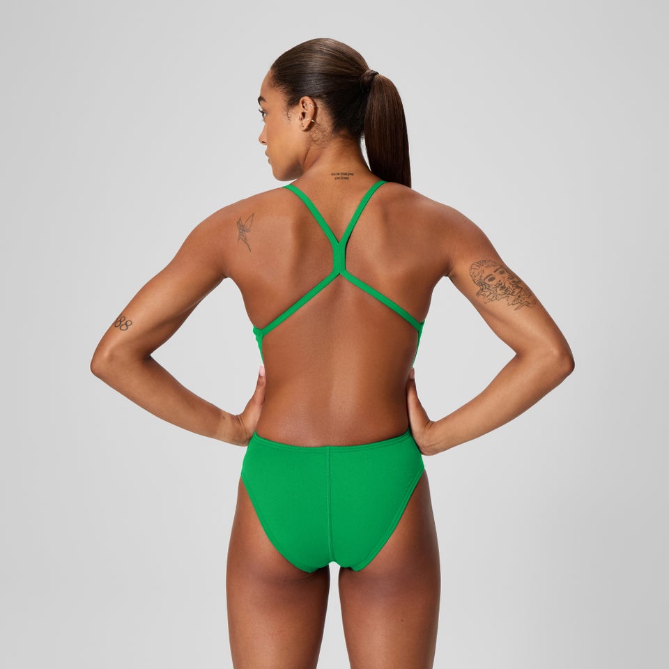 Women's Solid One Back One Piece Green