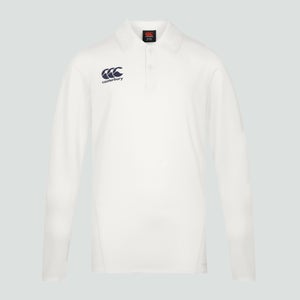 Junior Unisex Cricket Long Sleeved Polo Shirt Cream