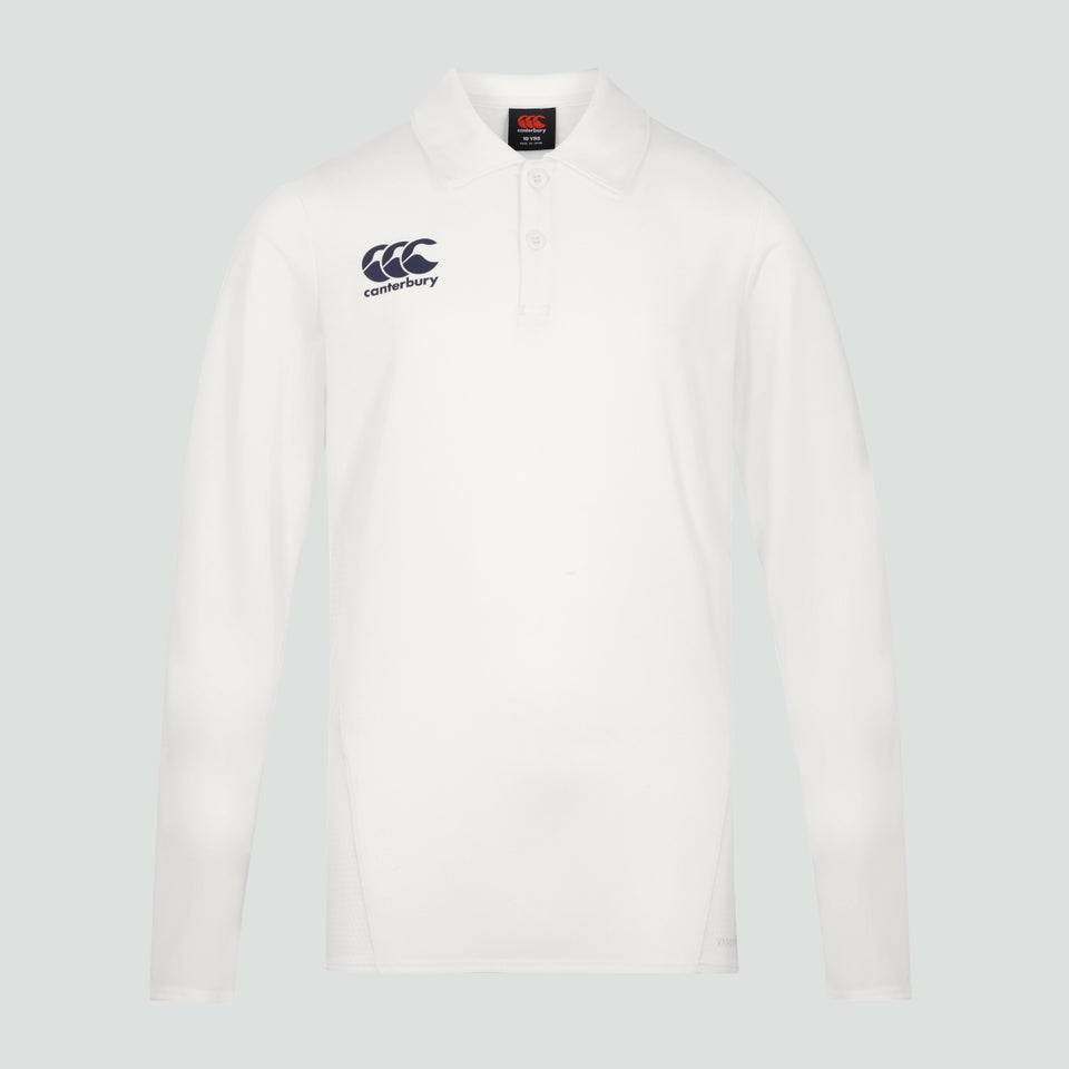 Junior Unisex Cricket Long Sleeved Polo Shirt Cream
