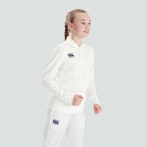 Junior Unisex Cricket Long Sleeved Polo Shirt Cream
