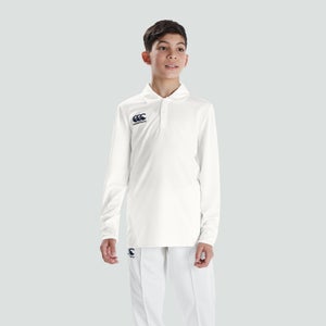 Junior Unisex Cricket Long Sleeved Polo Shirt Cream