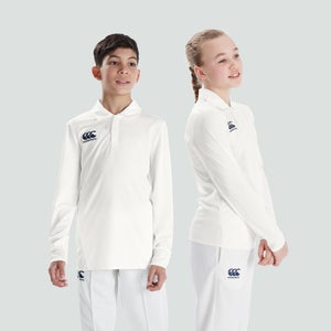 Junior Unisex Cricket Long Sleeved Polo Shirt Cream
