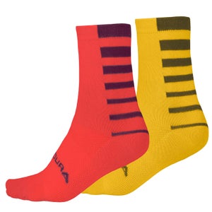 COOLMAX® Stripe Socks Twin Pack - Pomegranate