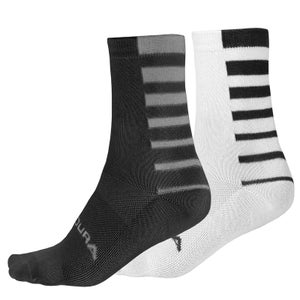 Unisex COOLMAX® Stripe Socks Twin Pack - Black