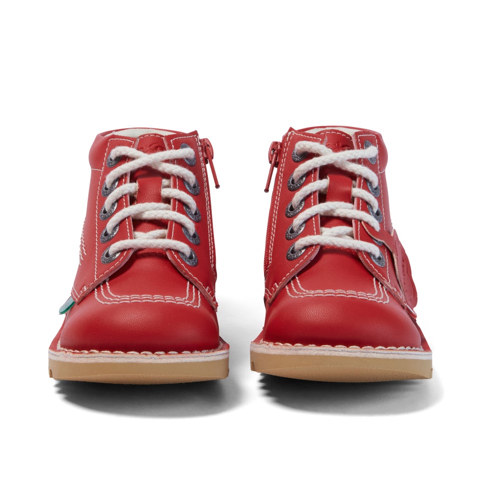 Junior Unisex Kick Hi Zip Leather Alternative Red