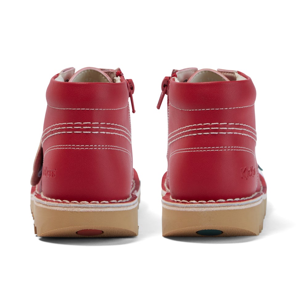 Junior Unisex Kick Hi Zip Leather Alternative Red