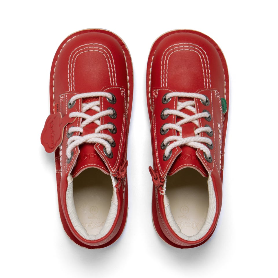 Junior Unisex Kick Hi Zip Leather Alternative Red