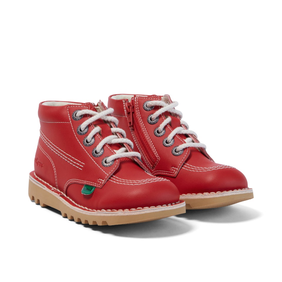 Junior Unisex Kick Hi Zip Leather Alternative Red