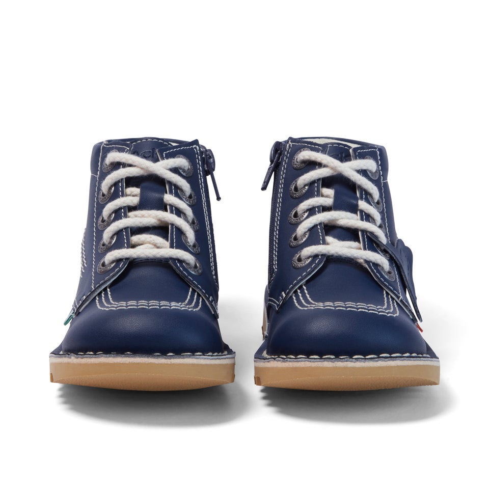 Junior Unisex Kick Hi Zip Leather Alternative Navy