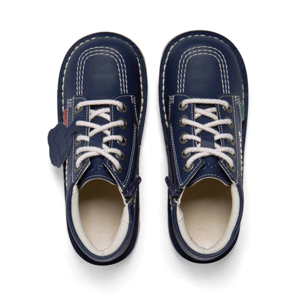 Junior Unisex Kick Hi Zip Leather Alternative Navy