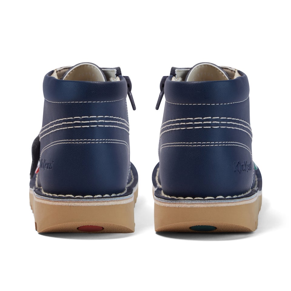 Junior Unisex Kick Hi Zip Leather Alternative Navy