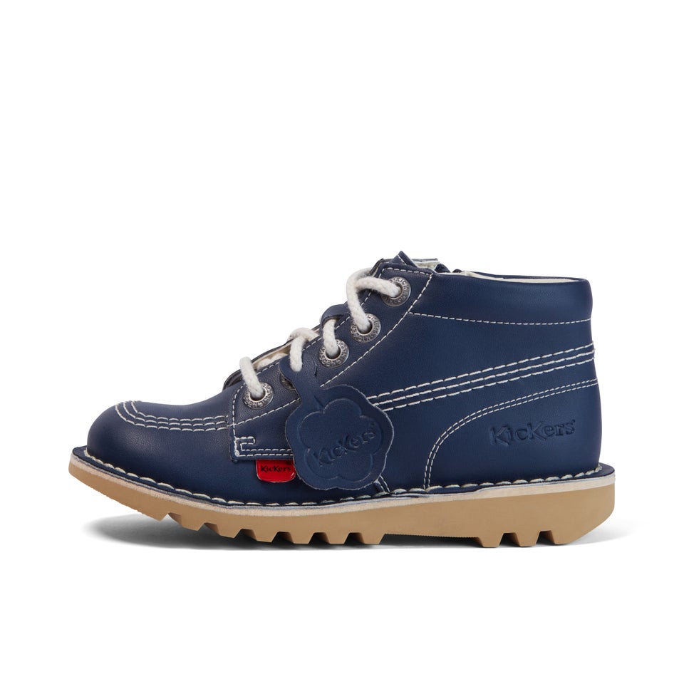 Junior Unisex Kick Hi Zip Leather Alternative Navy